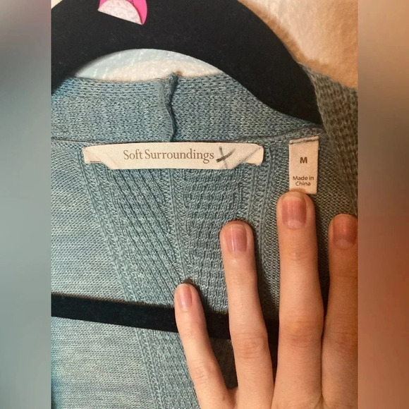 Soft Surroundings Cozy Teal Long Cardigan Size Medium - Picture 8 of 9